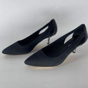 Donald J Pliner Gaio Black Crepe Side Cut‎ Out Kitten Heels Size 7 1/2